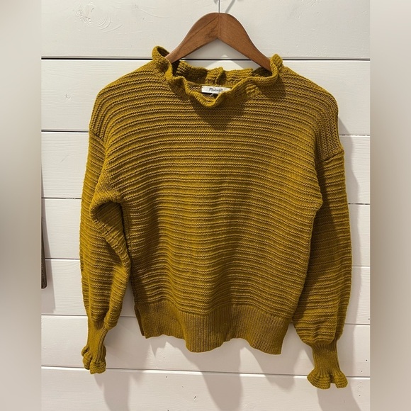 📍 MADEWELL Mustard Ribbed Knit Sweater – Size S - Picture 1 of 10